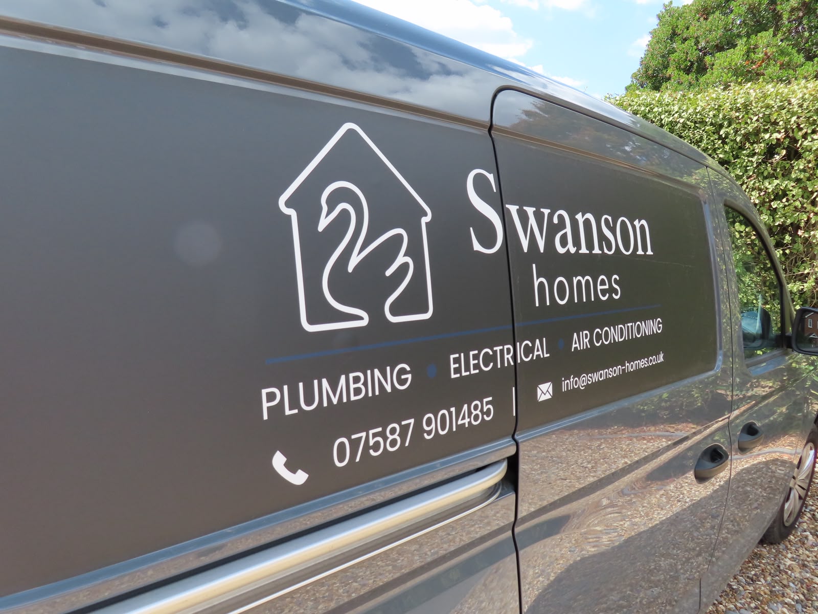 Swanson Homes plumbing and electrical service van